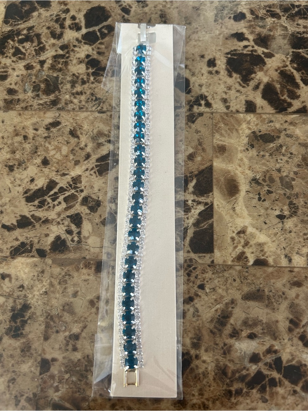 Teal Crystal Tennis Bracelet with Clear Accents